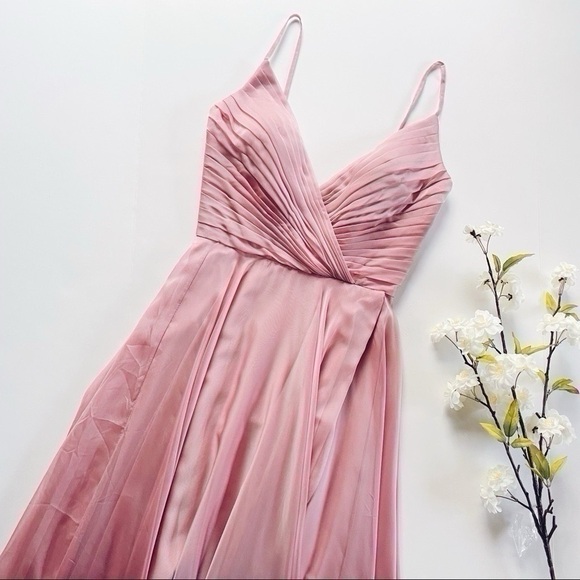 La Femme Chiffon Ballgown Mauve Maxi Dress - Picture 2 of 9